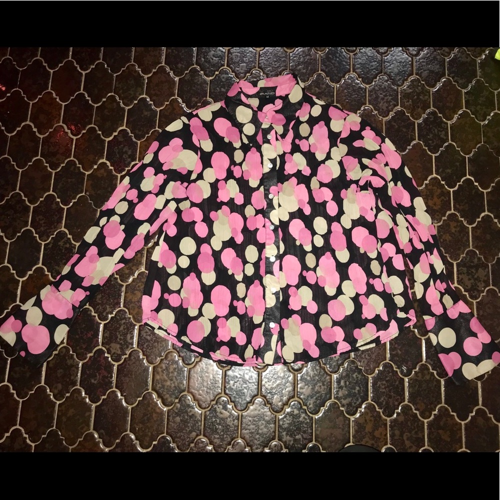 Long sleeve polka-dotted blouse